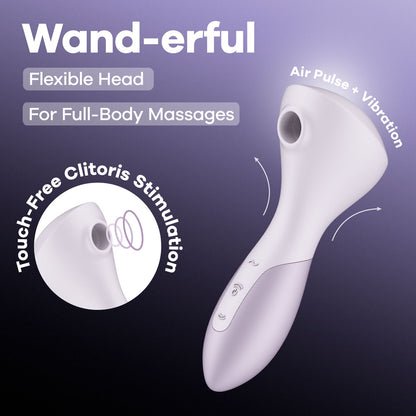 Satisfyer Wand-erful Violet air pulse massage wand with dual motors - ClubX Australia
