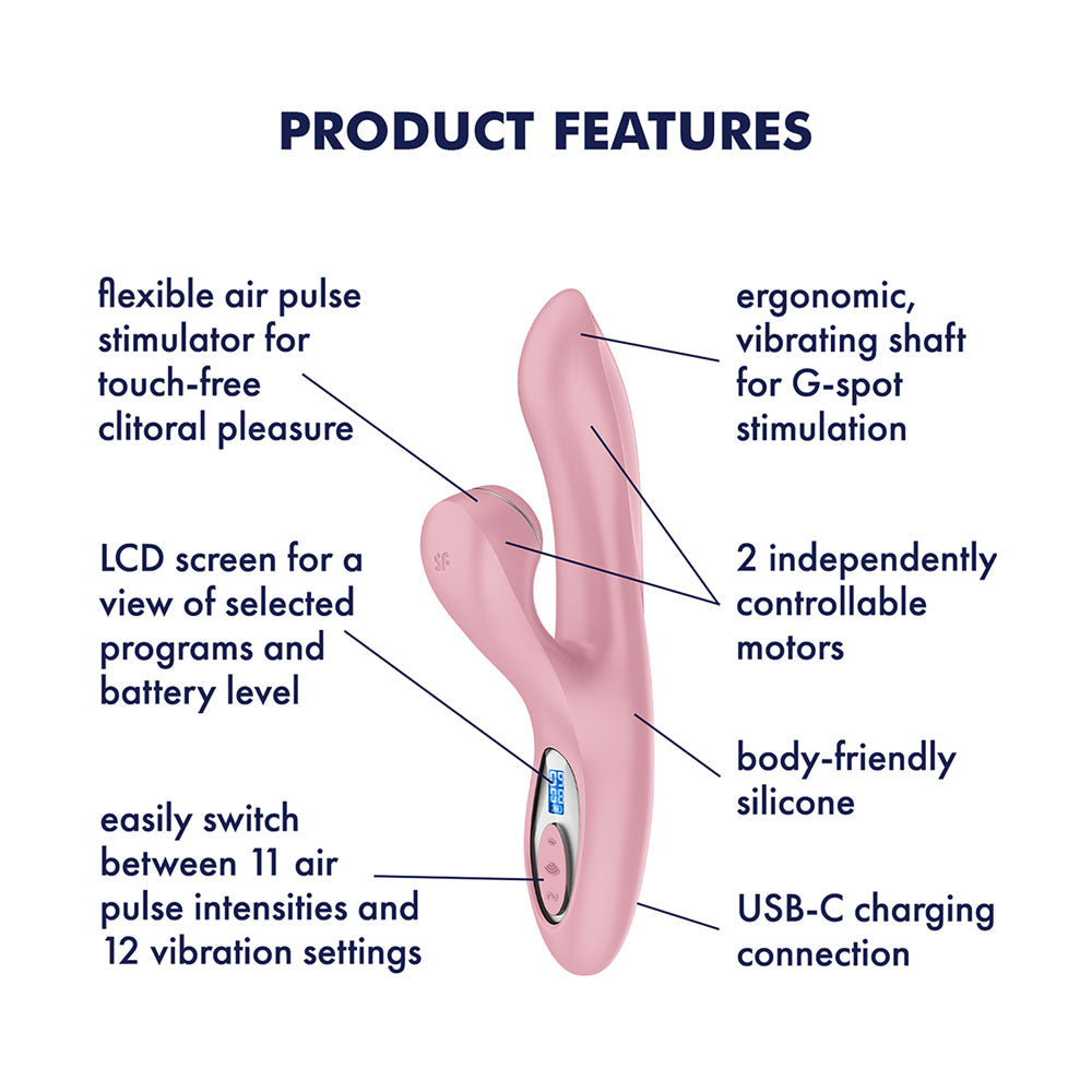 Satisfyer Pro + G-Spot - Pink - Rose Pink 22 cm USB-C Rechargeable Rabbit Vibrator with Touch-Free Clitoral Stimulator Satisfyer