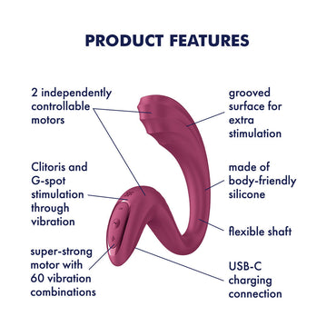 Satisfyer G For Goddess 3 - Wine Red - Wine Red 16 cm USB-C Rechargeable Vibrator with Clit Stim Satisfyer