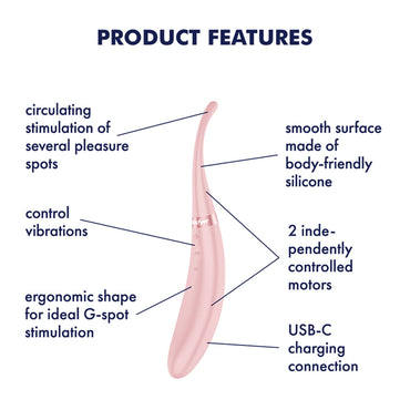 Satisfyer Tip Tease - Rose - Rose USB Rechargeable Vibrator with Twirling Tip
