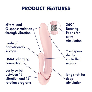 Satisfyer Pearl Bunny 3 - Pink 20.7 cm USB-C Rechargeable Rabbit Vibrator Satisfyer
