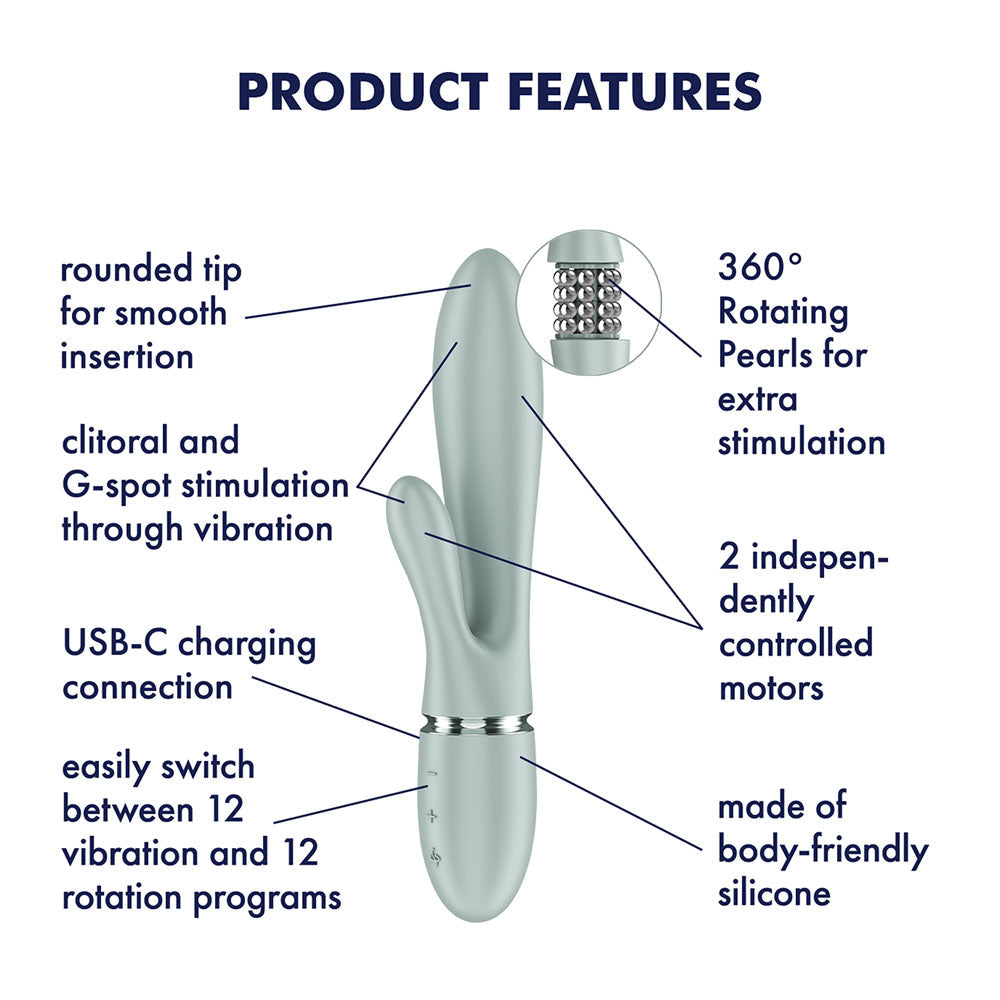 Satisfyer Pearl Bunny 2 - Green - Green 21.5 cm USB-C Rechargeable Rabbit Vibrator Satisfyer