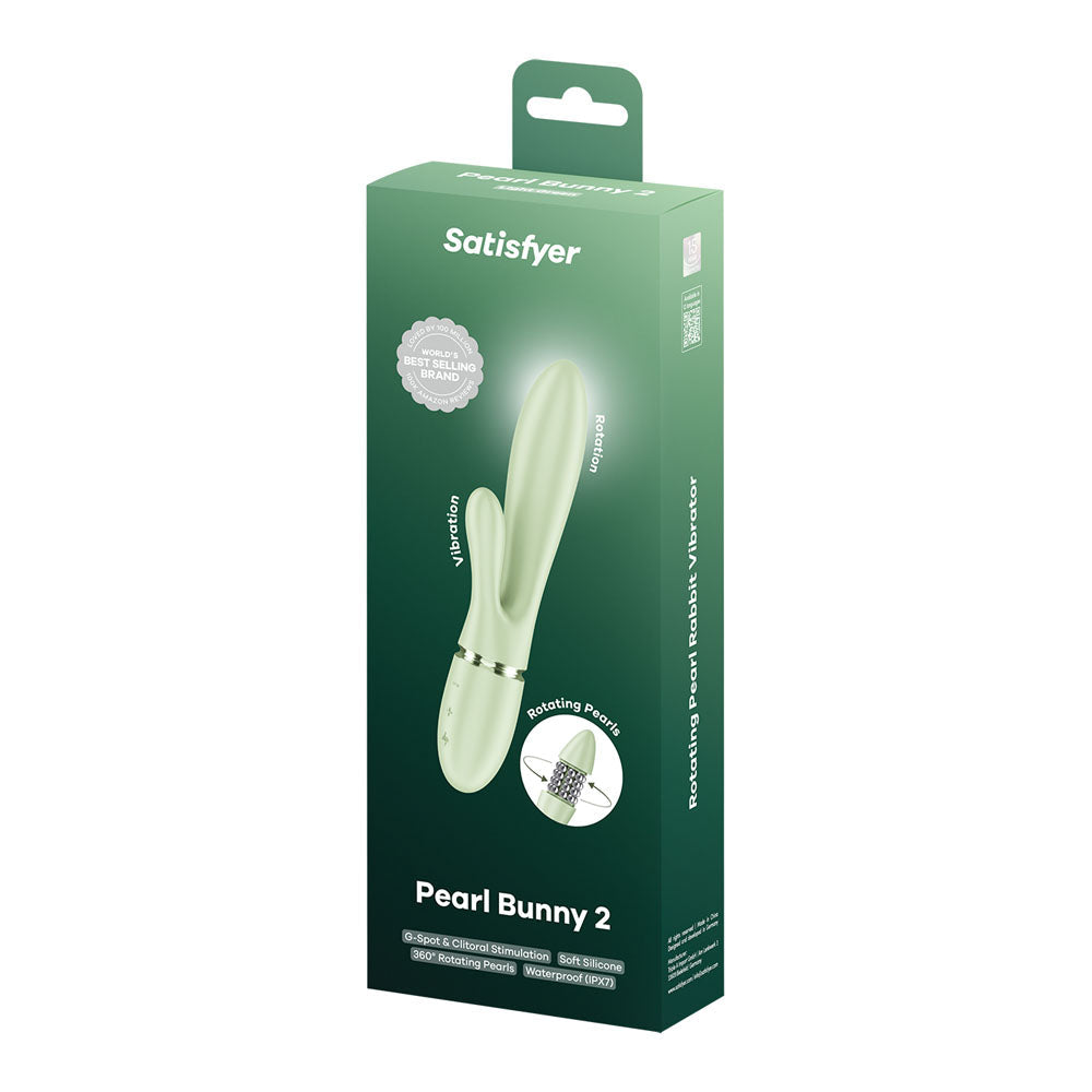 Satisfyer Pearl Bunny 2 - Light Green - Light Green 21.5 cm USB-C Rechargeable Rabbit Vibrator Satisfyer