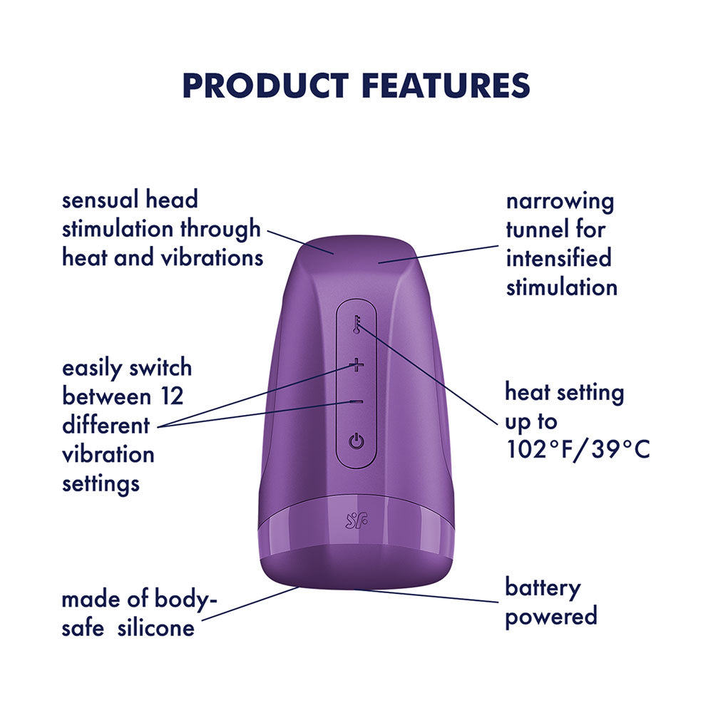 Satisfyer Men Heat Vibration - Battery Series - Purple Heating and Vibrating Masturbator Satisfyer