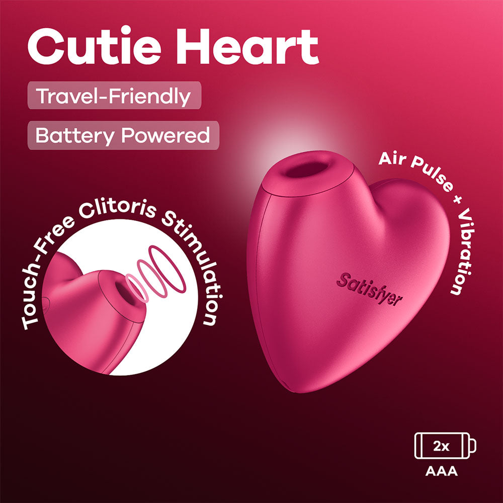 Satisfyer Cutie Heart - Battery Operated - Pink Air Pulsation Stimulator with Vibration Satisfyer