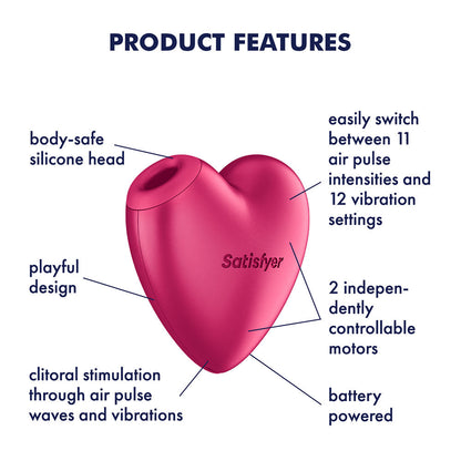 Satisfyer Cutie Heart - Battery Operated - Pink Air Pulsation Stimulator with Vibration Satisfyer