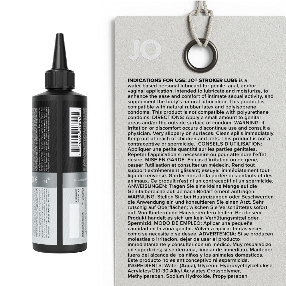 JO Stroker Lube - 240ml - Water Based Stroker Lubricant - 240 ml Bottle JO