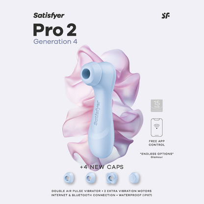 Satisfyer Pro 2 Generation 4 - Serene Blue Touch-Free USB-C Rechargeable Clitoral Stimulator with App Control