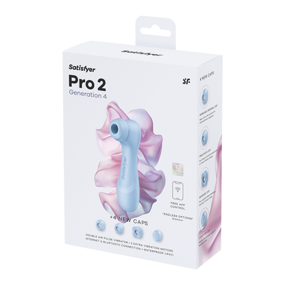 Satisfyer Pro 2 Generation 4 - Serene Blue Touch-Free USB-C Rechargeable Clitoral Stimulator with App Control