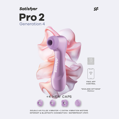 Satisfyer Pro 2 Generation 4 - Amethyst Touch-Free USB-C Rechargeable Clitoral Stimulator with App Control