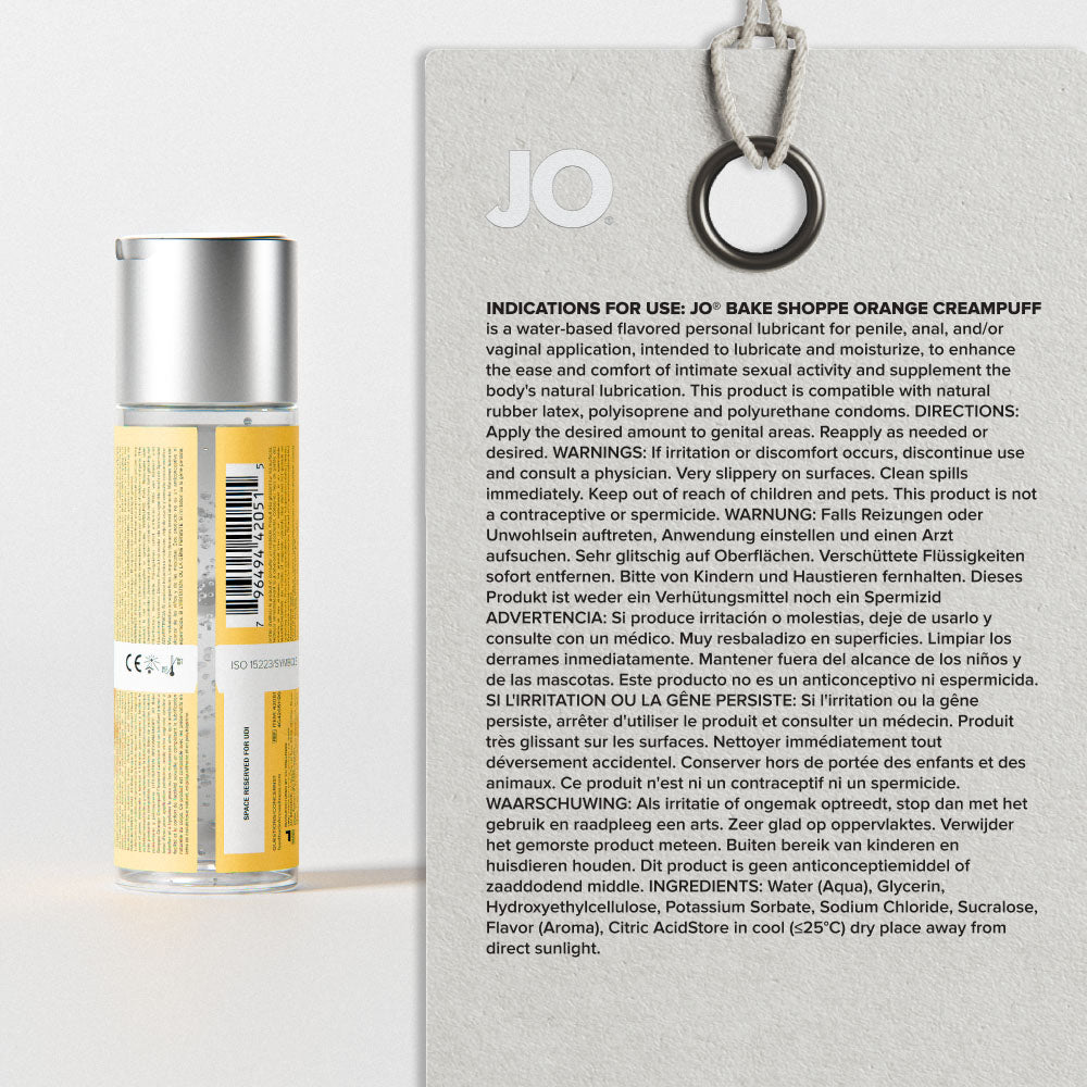 JO Bake Shoppe - Orange Creampuff - Orange Creampuff Flavoured Water Based Lubricant - 60 ml Bottle JO