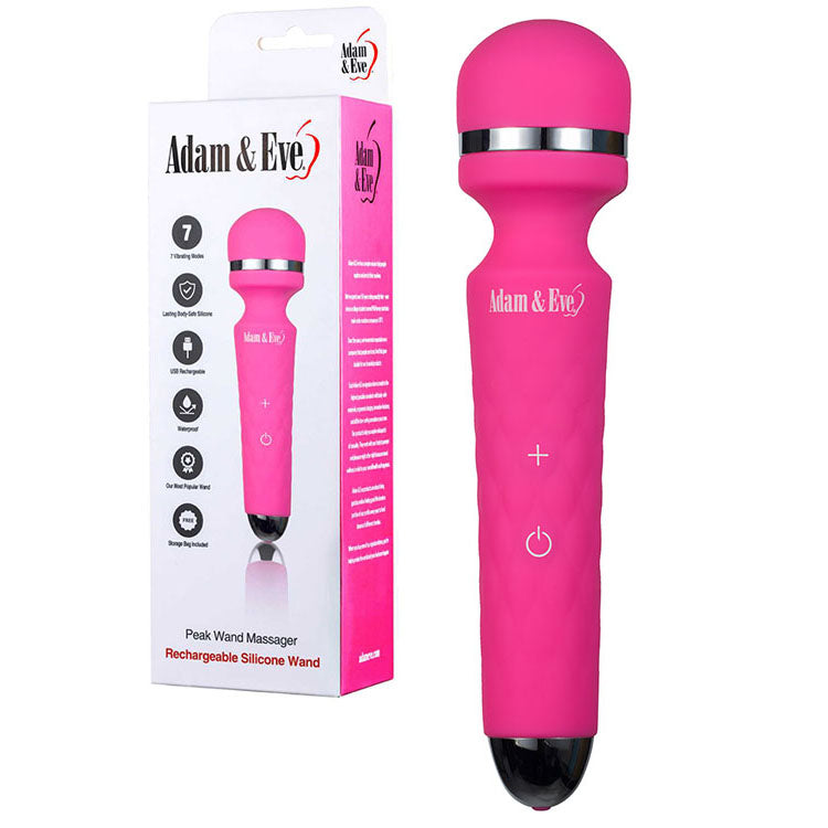 Adam & Eve Peak Wand Massager - Pink 19.1 cm USB Rechargeable Massager Wand Adam & Eve
