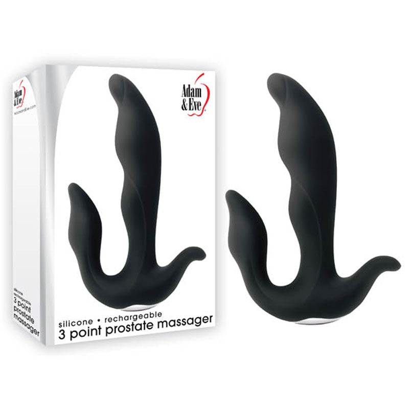 Adam & Eve 3-Point Prostate Massager - Black USB Rechargable Vibrating Prostate Massager Adam & Eve
