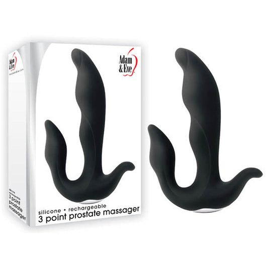 Adam & Eve 3-Point Prostate Massager - Black USB Rechargable Vibrating Prostate Massager Adam & Eve