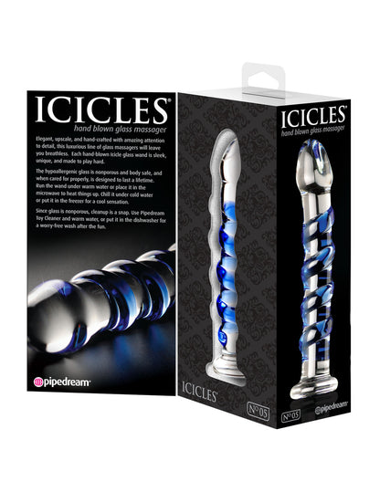 Icicles No. 05 Clear Blue 17.8 cm (7'') Glass Dong  - Club X