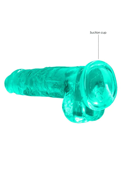 Realrock Realistic Dildo with Balls Turquoise Green - 8" / 19 cm  - Club X