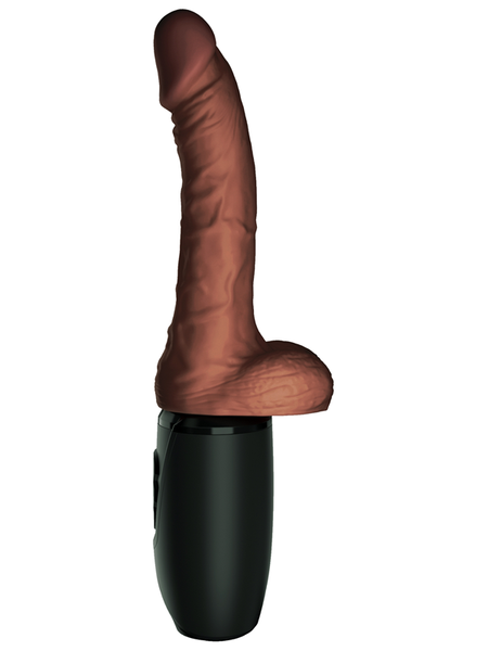 King Cock Plus 7.5 In. Thrusting Cock With Balls Dildo Brown  - Club X