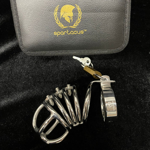 4-Ring Locking Chastity Cage With Screws 40Mm  - Club X