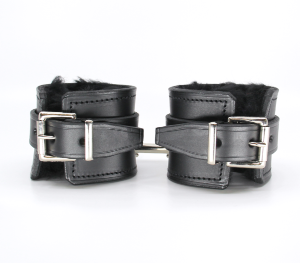 Ank008 Sheepskin-Lined Leather Ankle Restraints  - Club X