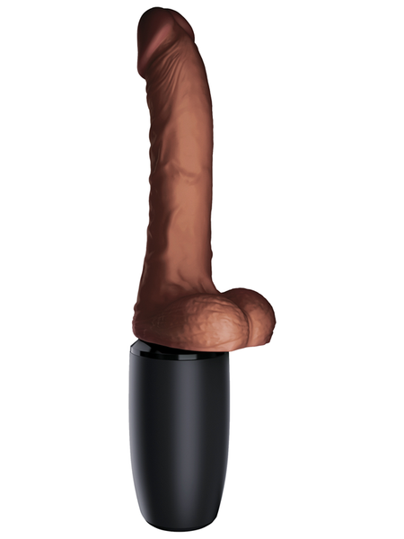 King Cock Plus 7.5 In. Thrusting Cock With Balls Dildo Brown  - Club X