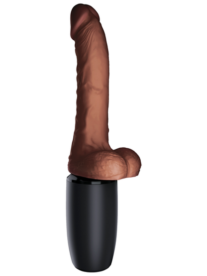 King Cock Plus 7.5 In. Thrusting Cock With Balls Dildo Brown  - Club X