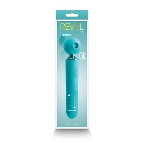 Revel Fae - Teal 19.5 cm USB Rechargeable Thrusting Massage Wand w/ Air Pulsation  - Club X
