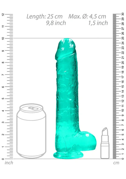 Realrock Realistic Penis with Balls Turquoise Green - 9" / 22 cm Dildo - Club X