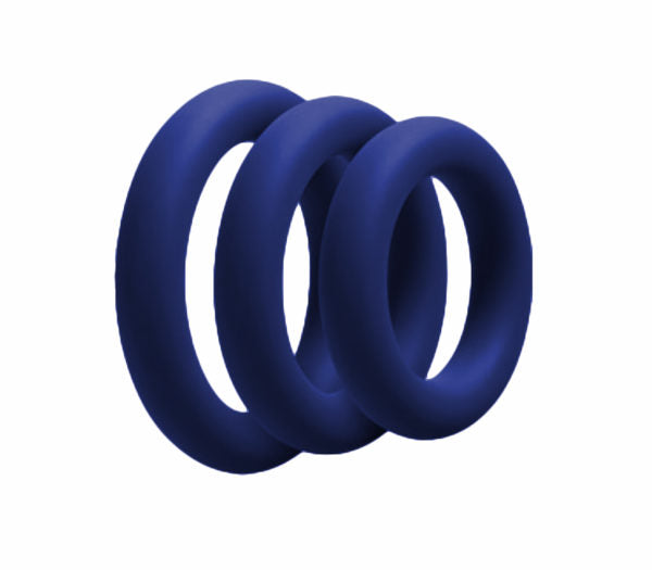 Rin027 Silicone Fat Boy Cock Ring 3 Pack Navy - Club X