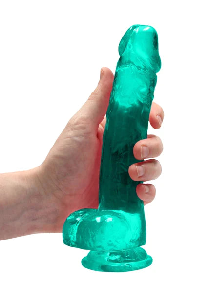 Realrock Realistic Dildo with Balls Turquoise Green - 8" / 19 cm  - Club X