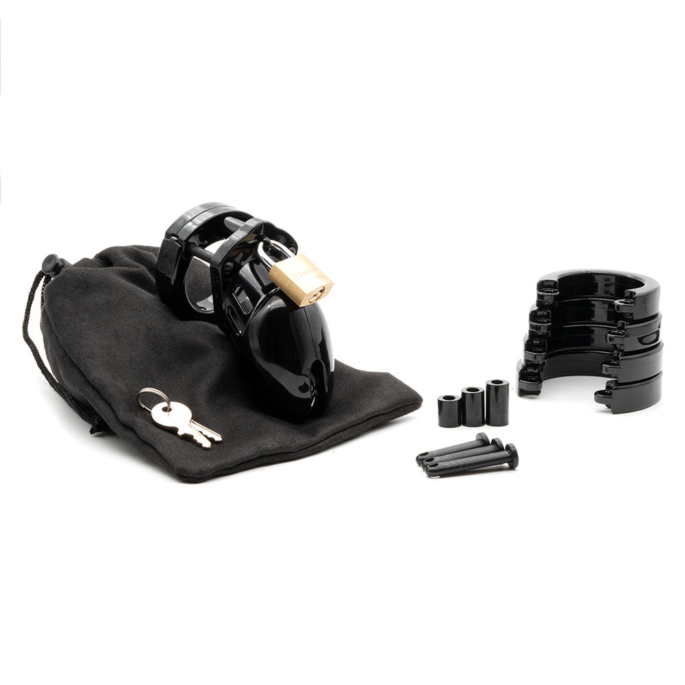 CB-6000S Chastity Cock Cage Kit - Black - Black 2.5 Inch Cock Cage Kit CB-X