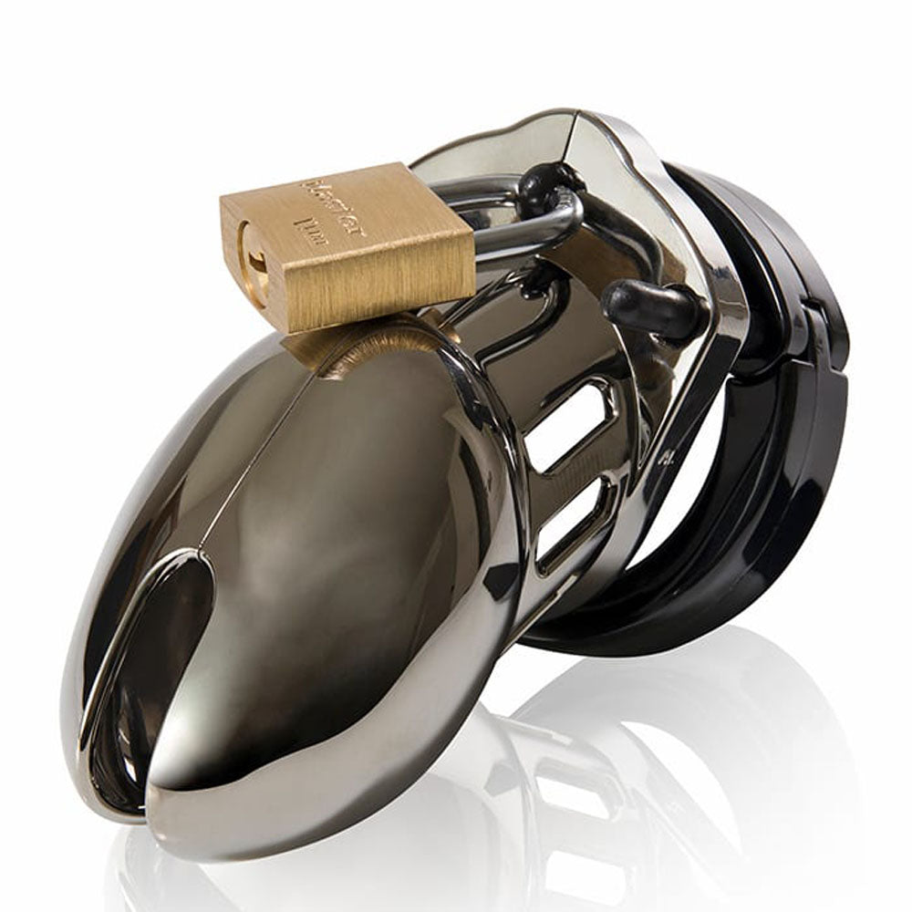 CB-6000S Chastity Cock Cage Kit - Chrome - Chrome 2.5 Inch Cock Cage Kit CB-X