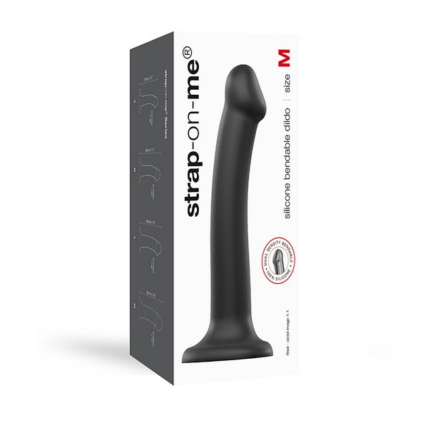 Strap On Me Dual Density Dildo Black Medium Strap-on-me