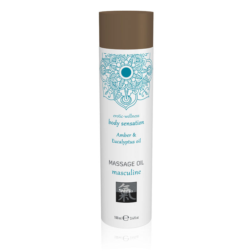 SHIATSU Massage Oil - Masculine - Amber & Eucalyptus Oil Scented - 100 ml Hot Production