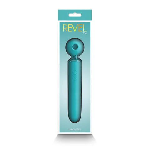 Revel Fae - Teal 19.5 Cm Usb Rechargeable Thrusting Massage Wand W/ Air Pulsation  - Club X