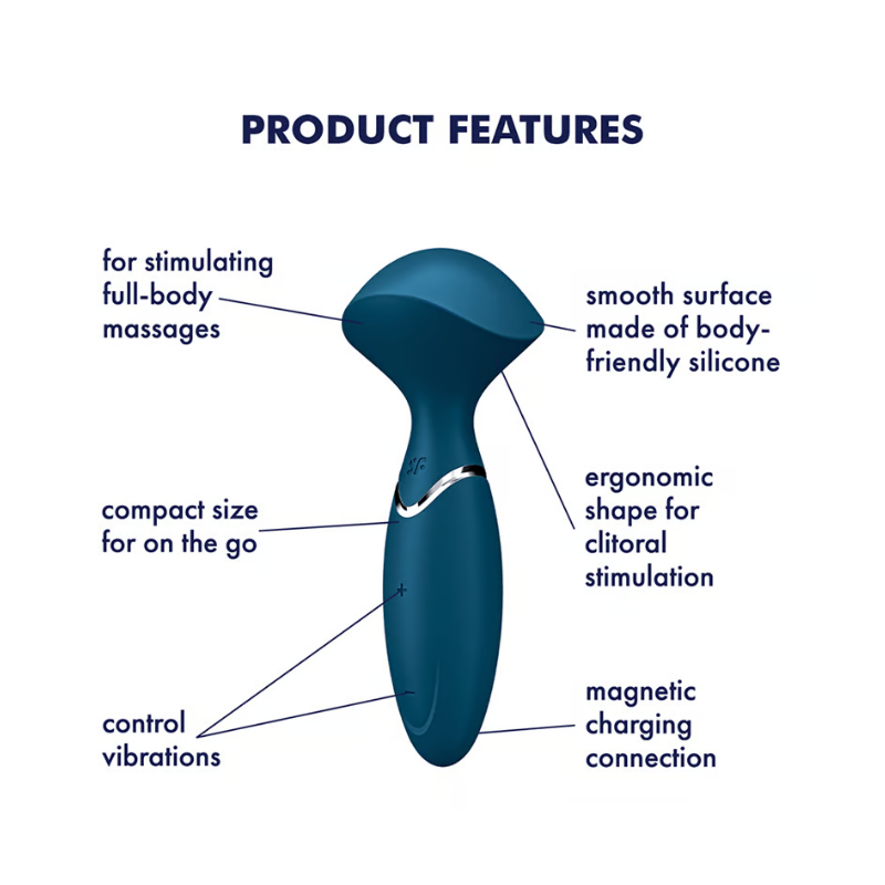 Satisfyer Mini Wand-er Vibrator - Blue  - Club X