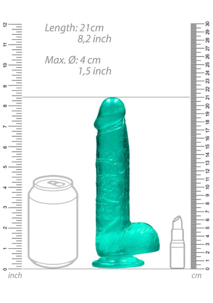 Realrock Realistic Dildo with Balls Turquoise Green - 8" / 19 cm  - Club X