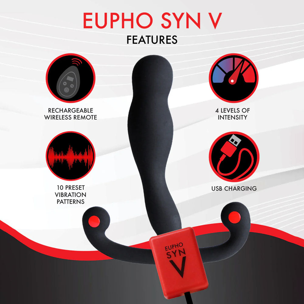 Aneros Eupho Syn V - Black USB Rechargeable Vibrating Prostate Massager with Remote Aneros