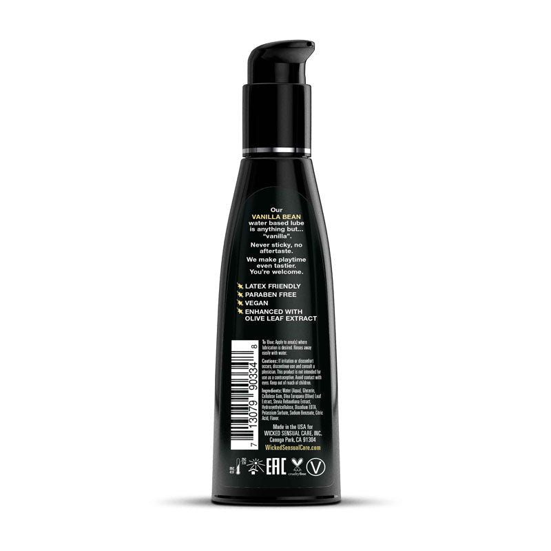 Wicked Aqua Vanilla Bean - Vanilla Bean Flavoured Water Based Lubricant - 120 ml (4 oz) Bottle Wicked
