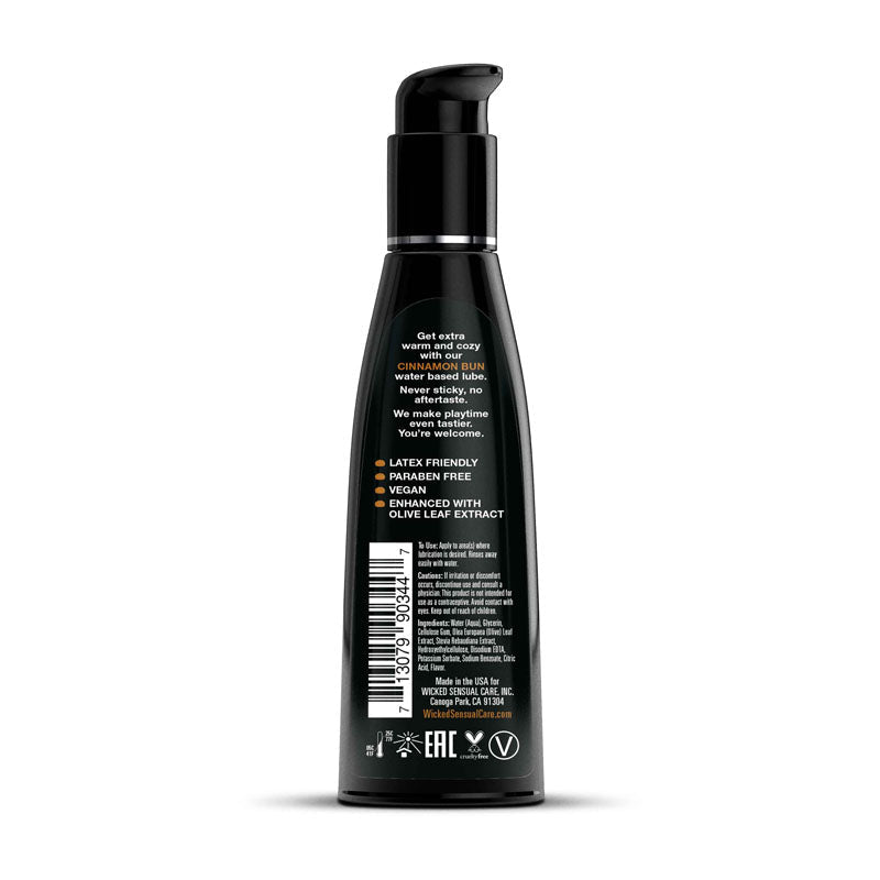 Wicked Aqua Cinnamon Bun - Cinnamon Bun Flavoured Water Based Lubricant - 120 ml (4 oz) Bottle wicked