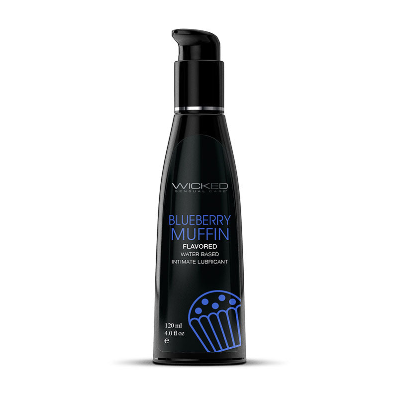 Wicked Aqua Blueberry Muffin - Blueberry Muffin Flavoured Water Based Lubricant - 120 ml (4 oz) Bottle Wicked