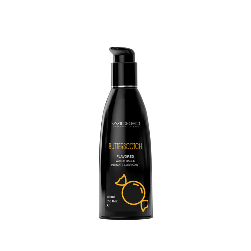 Wicked Aqua Butterscotch - Butterscotch Flavoured Water Based Lubricant - 60 ml (2 oz) Bottle Wicked