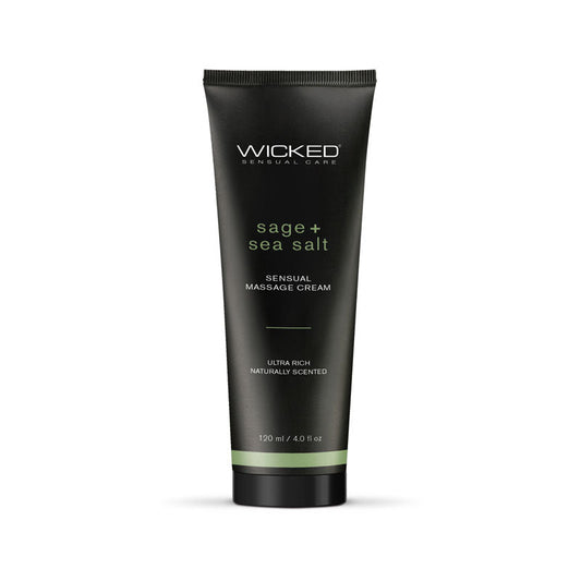 Wicked SAGE + SEA SALT Sensual Massage Cream - Scented Massage Cream - 120 ml Tube Wicked