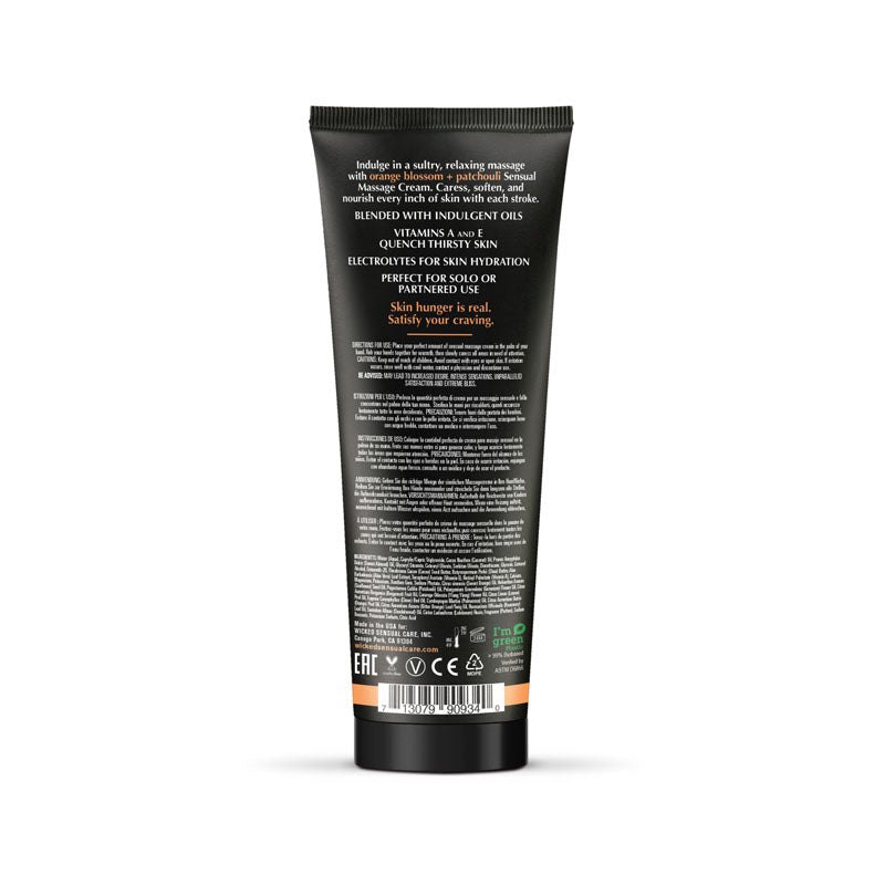 Wicked ORANGE BLOSSOM + PATCHOULI Sensual Massage Cream - Scented Massage Cream - 120 ml Tube Wicked