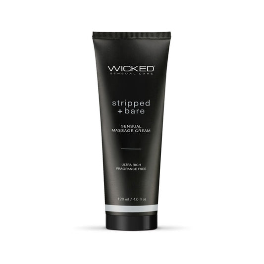 Wicked STRIPPED + BARE Sensual Massage Cream - Unscented Massage Cream - 120 ml Tube Wicked