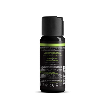 Wicked Sensual Massage Oil - Lemongrass + Ginger - Lemongrass and Ginger Scented Massage Oil - 120 ml Tube Wicked