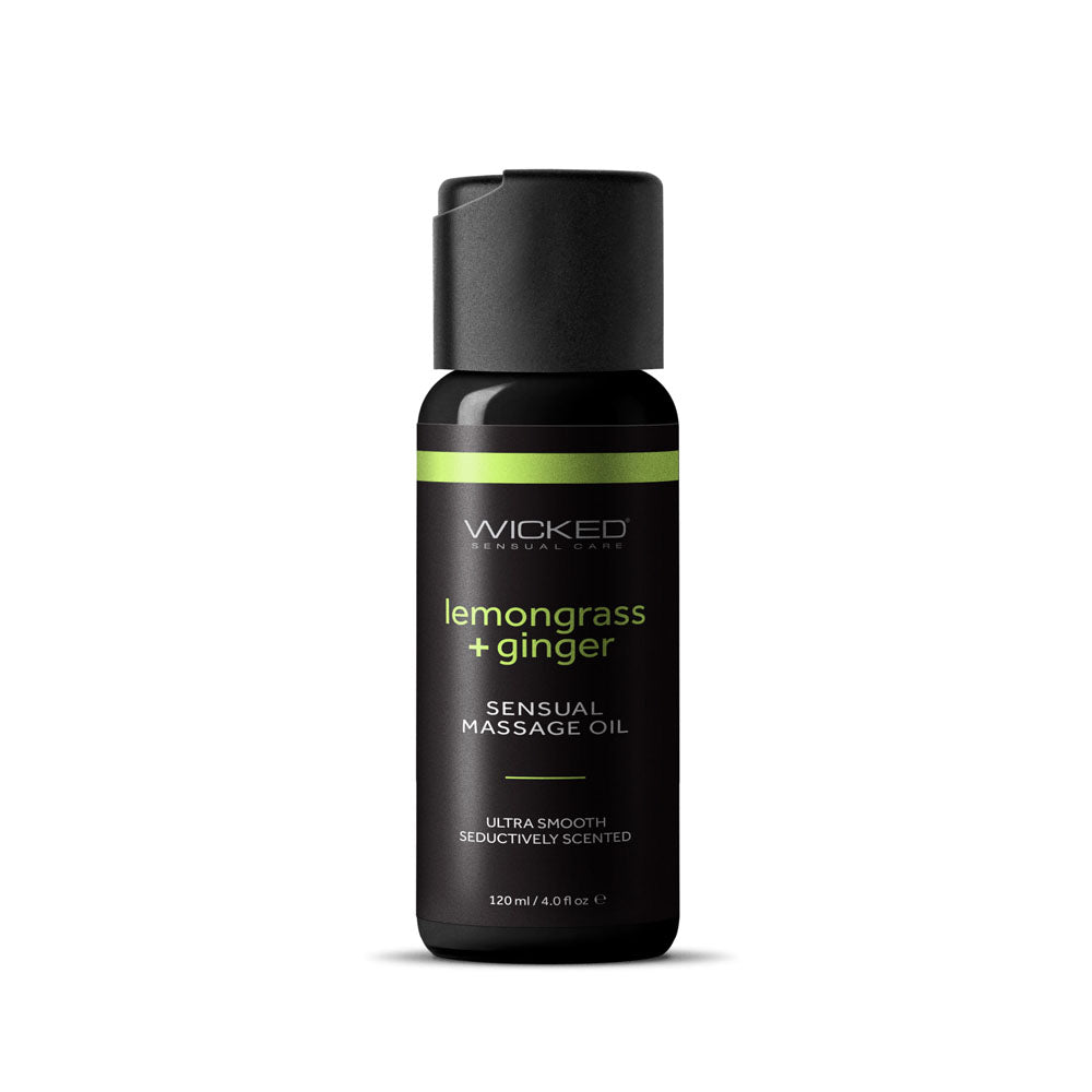 Wicked Sensual Massage Oil - Lemongrass + Ginger - Lemongrass and Ginger Scented Massage Oil - 120 ml Tube Wicked