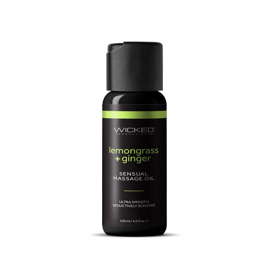Wicked Sensual Massage Oil - Lemongrass + Ginger - Lemongrass and Ginger Scented Massage Oil - 120 ml Tube Wicked
