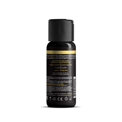 Wicked Sensual Massage Oil - Vanilla + Sugarcane - Vanilla and Sugarcane Scented Massage Oil - 120 ml Tube Wicked
