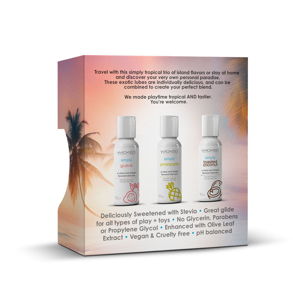 Wicked Simply Tropical Trio - Flavoured Water Based Lubricants - Set of 3 x 30 ml Bottles Wicked