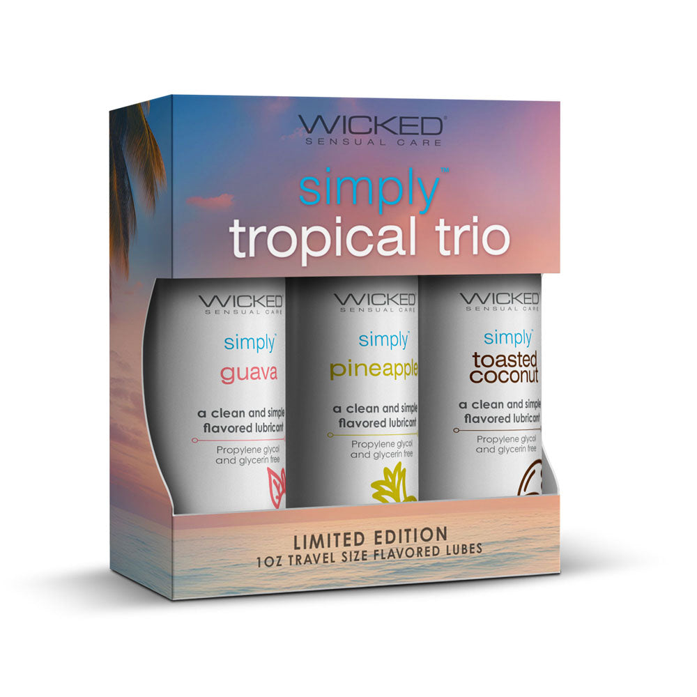 Wicked Simply Tropical Trio - Flavoured Water Based Lubricants - Set of 3 x 30 ml Bottles Wicked